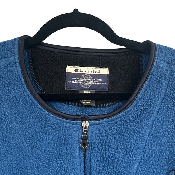 VTG Champion Fleece Vest Mens Sm Blue Full Zip Sporty Athleisure Ski 90s Street - Picture 5 of 12